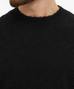 Auralee Cotton Linen Crew Knit 9 Auralee Cotton Linen Crew Knit -Outlet Sweaters Store 01 04 2022 TC A22SP02FL BLK 10 1