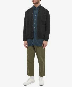 Universal Works Wool Fleece Cardigan -Outlet Sweaters Store 01 09 2022 AJ 27708 BLK m9 1