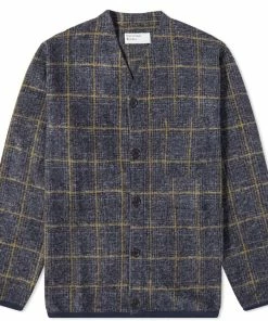 Universal Works Check Bari Fleece Cardigan