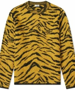 Saint Laurent Zebra Jacquard Knit Crew