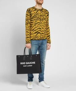 Saint Laurent Zebra Jacquard Knit Crew -Outlet Sweaters Store 02 07 2019 saintlaurent zebrajacquardknitcrew yellow black 585049 yahe2 7463 cw m3