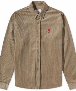 AMI Small A Heart Corduroy Shirt