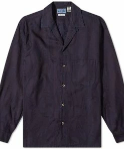 Blue Blue Japan Indigo Dyed Susuki Jacquard Open Collar Shir