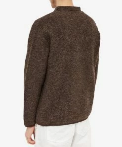 Universal Works Wool Fleece Cardigan -Outlet Sweaters Store 03 10 22 JF 27708 BRW 8 1