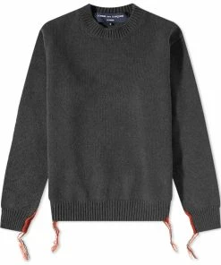Comme Des Garçons Homme Lambswool Distressed Crew Knit