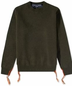 Comme Des Garçons Homme Lambswool Distressed Crew Knit