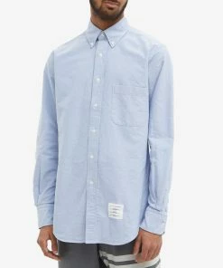 Thom Browne Grosgrain Placket Oxford Shirt -Outlet Sweaters Store 03 12 2021 AJ MWL010E 06177 480 7 1