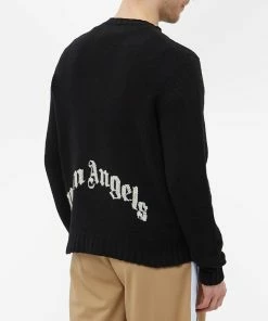 Palm Angels Curved Logo Crew Knit -Outlet Sweaters Store 03 12 2021 GH PMHE027C99KNI0011001 8 1
