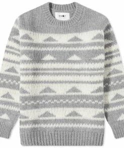 NN07 Aslak Geometric Pattern Crew Knit
