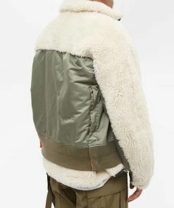 Sacai Faux Shearling Nylon Fleece Jacket -Outlet Sweaters Store 05 10 2022 ns 22 02903m 051 8
