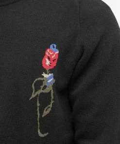Soulland Esrum Flower Crew Knit -Outlet Sweaters Store 05 12 2022 BLR 22068 1179 BLK 10 1