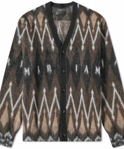 AMIRI Argyle Mohair Cardigan