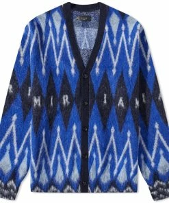 AMIRI Argyle Mohair Cardigan