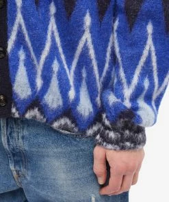 AMIRI Argyle Mohair Cardigan -Outlet Sweaters Store 06 02 2023 LL MKC002 420 BL 5 1