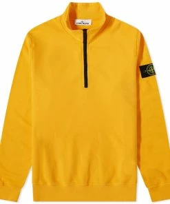 Stone Island Brushed Cotton Fleece Half Zip Sweat