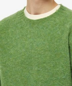 Drake's Brushed Shetland Crew Knit -Outlet Sweaters Store 07 10 2022 ll dr2a3a 21501 grn 5