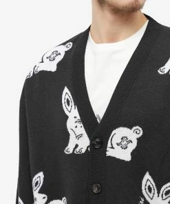 AMIRI Rabbit Repeat Cardigan -Outlet Sweaters Store 08 01 2023 AJ MKC005 004 BK 10 1