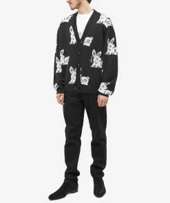 AMIRI Rabbit Repeat Cardigan -Outlet Sweaters Store 08 01 2023 AJ MKC005 004 BK m9 1