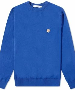 Maison Kitsune Fox Head Patch Regular Crew Neck Knit