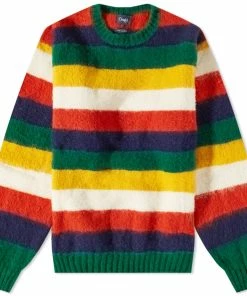 Drake's Brushed Shetland Stripe Crew Knit