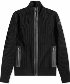 Moncler Leather Details Zip Knit
