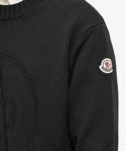Moncler Macro Logo Tonal Crew Knit 9 Moncler Macro Logo Tonal Crew Knit -Outlet Sweaters Store 09 08 2022 ML 9C000 20 M1282 999 10 1