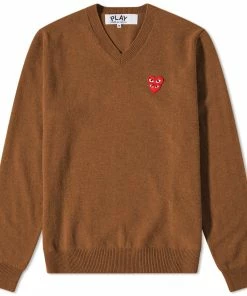 Comme Des Garçons Play Comme Des Garcons Play Overlapping Heart V-Neck Jumper