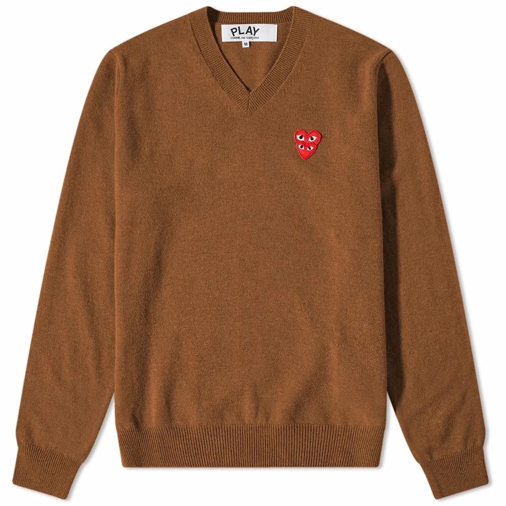 Comme Des Garçons Play Comme Des Garcons Play Overlapping Heart V-Neck Jumper 1 Comme Des Garçons Play Comme Des Garcons Play Overlapping Heart V-Neck Jumper