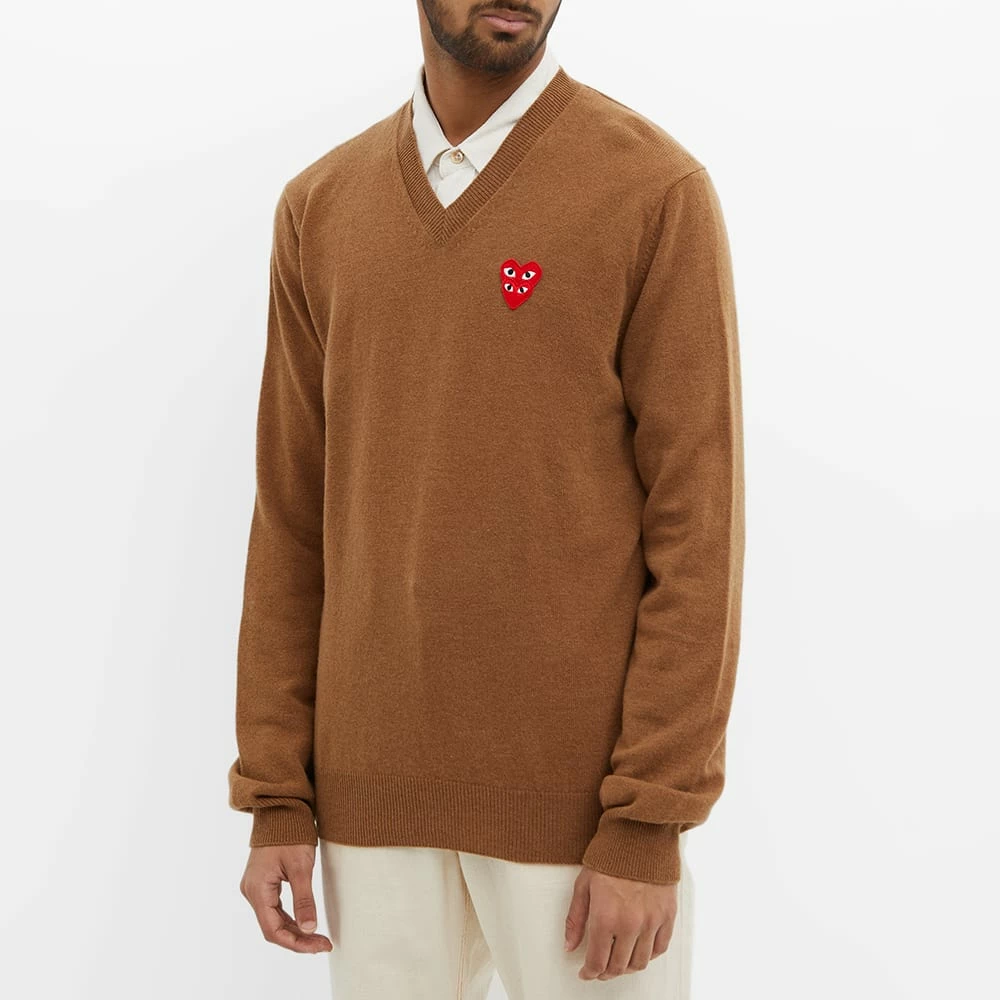 Comme Des Garçons Play Comme Des Garcons Play Overlapping Heart V-Neck Jumper 3 Comme Des Garçons Play Comme Des Garcons Play Overlapping Heart V-Neck Jumper - Image 3