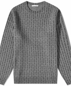 Helmut Lang All Over Logo Intarsia Crew Knit