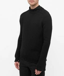 Saint Laurent Distressed Crew Knit -Outlet Sweaters Store 10 08 2021 BLR 604798YALO2 1000 7 1