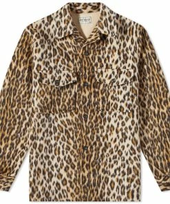The Real McCoys Joe Mccoy Leopard Fur Open Collar Shirt