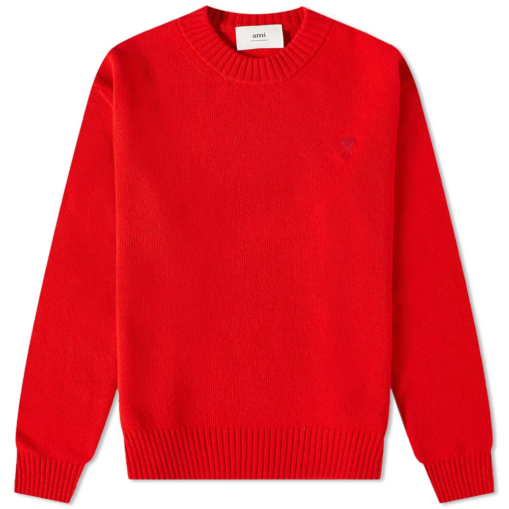 AMI Tonal Small Heart Crew Knit 1 AMI Tonal Small Heart Crew Knit