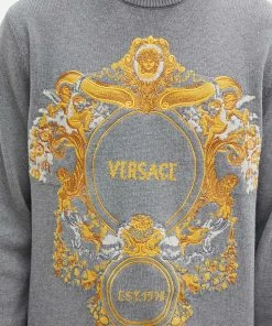 Versace Baroque Logo Intarsia Knit -Outlet Sweaters Store 13 01 2023 NS 1007982 1A05696 1E100 10 1