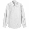 Thom Browne Floral Applique Striped Button Down Oxford Shirt