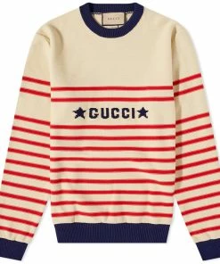 Gucci Striped Logo Crew Knit
