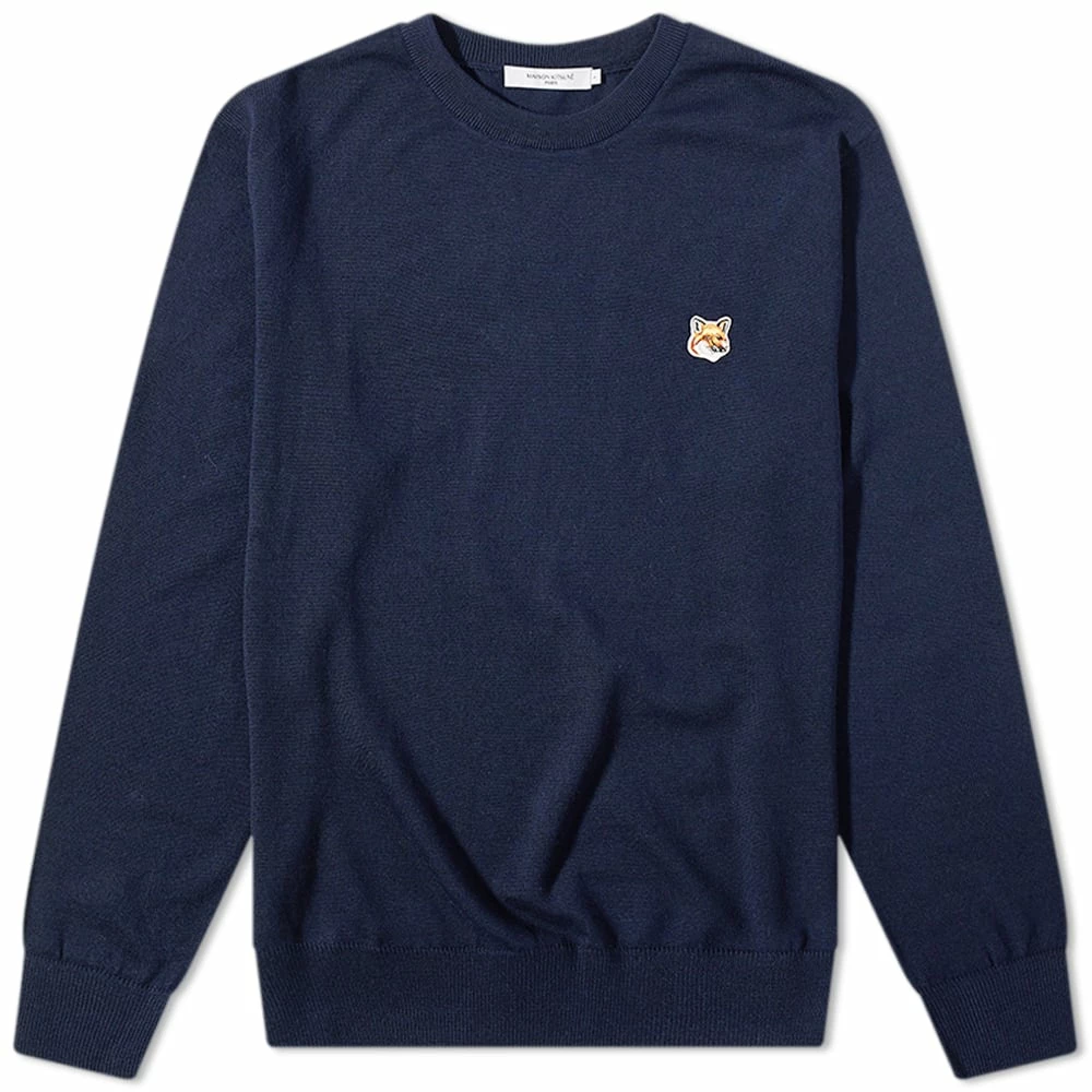 Maison Kitsune Maison Kitsuné Fox Head Patch Merino Crew Knit 1 Maison Kitsune Maison Kitsuné Fox Head Patch Merino Crew Knit