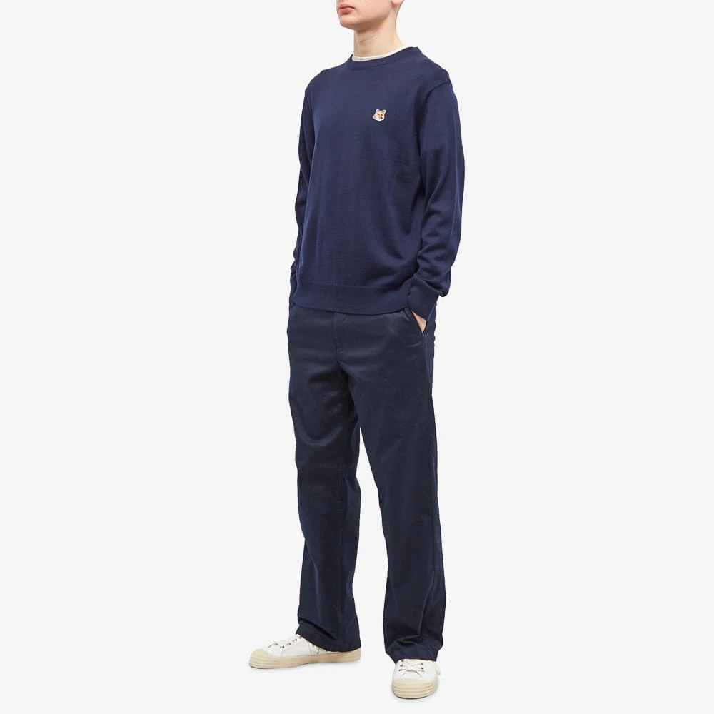 Maison Kitsune Maison Kitsuné Fox Head Patch Merino Crew Knit 4 Maison Kitsune Maison Kitsuné Fox Head Patch Merino Crew Knit - Image 4