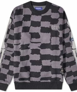 Deva States Skeletal Checkboard Crew Knit