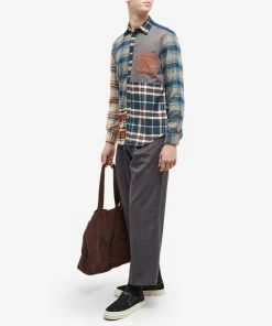 Portuguese Flannel Patchwork 2 Check Shirt -Outlet Sweaters Store 16 10 2022 EC PF PATCHSHRT m9 1