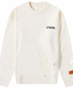 Heron Preston Shredded Knit Crew Sweat