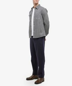 A.P.C. Gabin Stripe Work Overshirt -Outlet Sweaters Store 17 11 2022 ec coexk h02742 iai m9