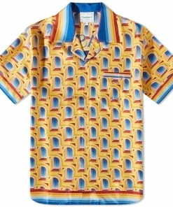 Casablanca L'Arche De Jour Short Sleeve Silk Shirt