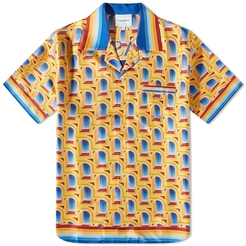 Casablanca L'Arche De Jour Short Sleeve Silk Shirt 1 Casablanca L'Arche De Jour Short Sleeve Silk Shirt