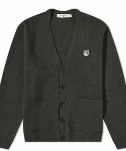 Maison Kitsune Grey Fox Head Patch Relaxed Cardigan
