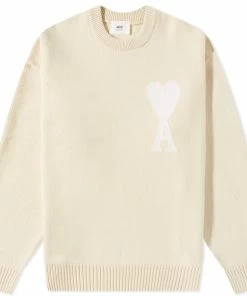 AMI Tonal Large A Heart Crew Knit