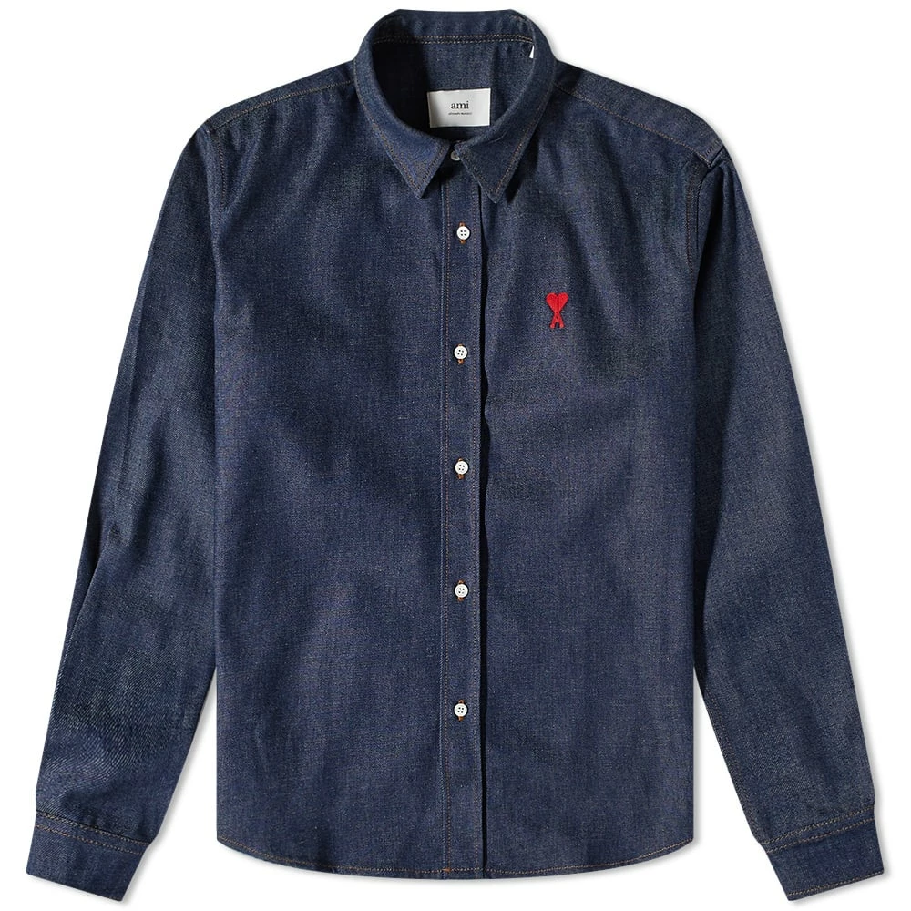 AMI Small A Heart Denim Shirt 1 AMI Small A Heart Denim Shirt