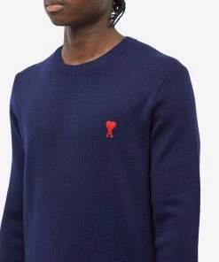 AMI Tonal Small A Heart Crew Knit -Outlet Sweaters Store 21 02 2023 AJ HKS001 001 491 10 1