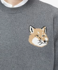 Maison Kitsune Mini Fox Head Intarsia Comfort Knit -Outlet Sweaters Store 21 02 23 LS KM00505KT1078 H170 10 1