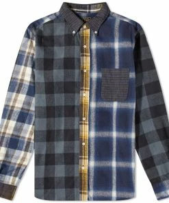 Beams Plus Button Down Flannel Check Panel Shirt
